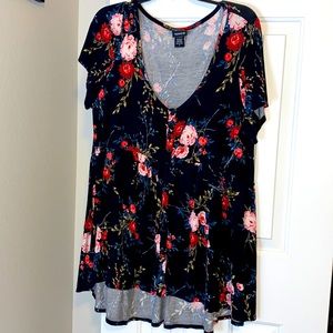 Floral torrid Babydoll Button-Down Top - 2X